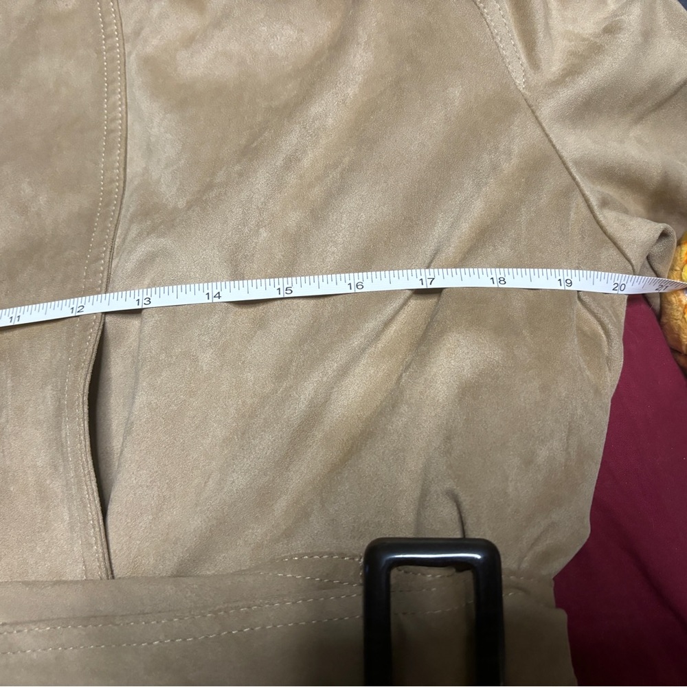ZARA BEAUTIFUL TAN SUEDE TEXTURED SHORT TRENCH - Picture 14 of 16